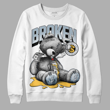 Jordan 13 “Blue Grey” DopeSkill Sweatshirt Sick Bear Graphic Streetwear - White