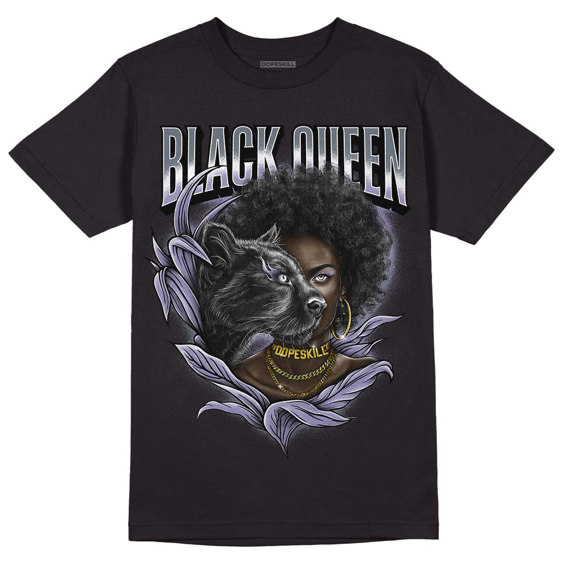 Jordan 5 Retro Low Indigo Haze DopeSkill T-Shirt New Black Queen Graphic Streetwear  - Black