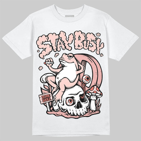 Lanvin Leather Curb Glitter Pale Pink DopeSkill T-Shirt Stay Busy Graphic Streetwear  - White 