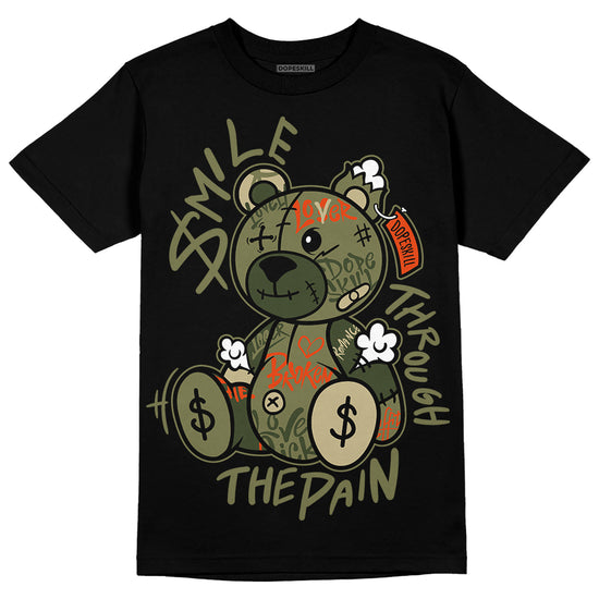 Olive Sneakers DopeSkill T-Shirt Smile Through The Pain Graphic Streetwear - Black