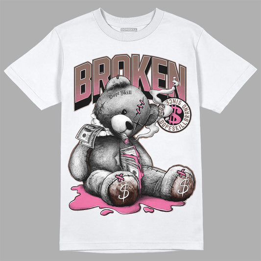 Dunk Low Smokey Mauve Playful Pink DopeSkill T-Shirt Sick Bear Graphic Streetwear - White 