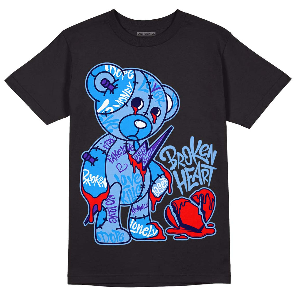 Jordan 6 University Blue DopeSkill T-Shirt Broken Heart Graphic Streetwear - Black