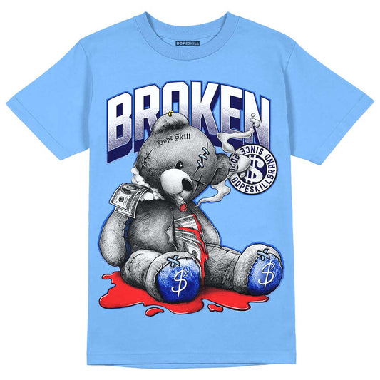 Dunk Low Retro White Polar Blue DopeSkill University Blue T-shirt Sick Bear Graphic Streetwear