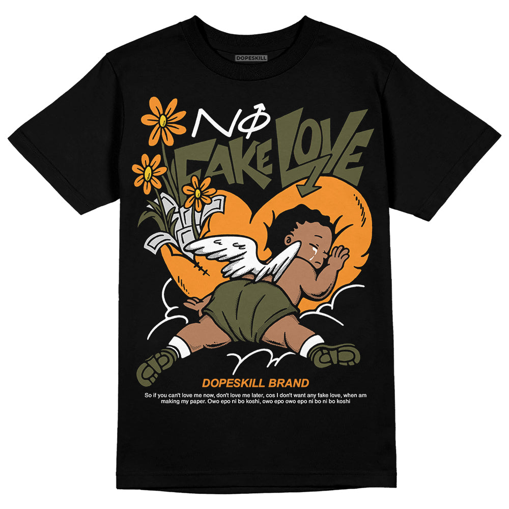 Jordan 5 "Olive" DopeSkill T-Shirt No Fake Love Graphic Streetwear - Black