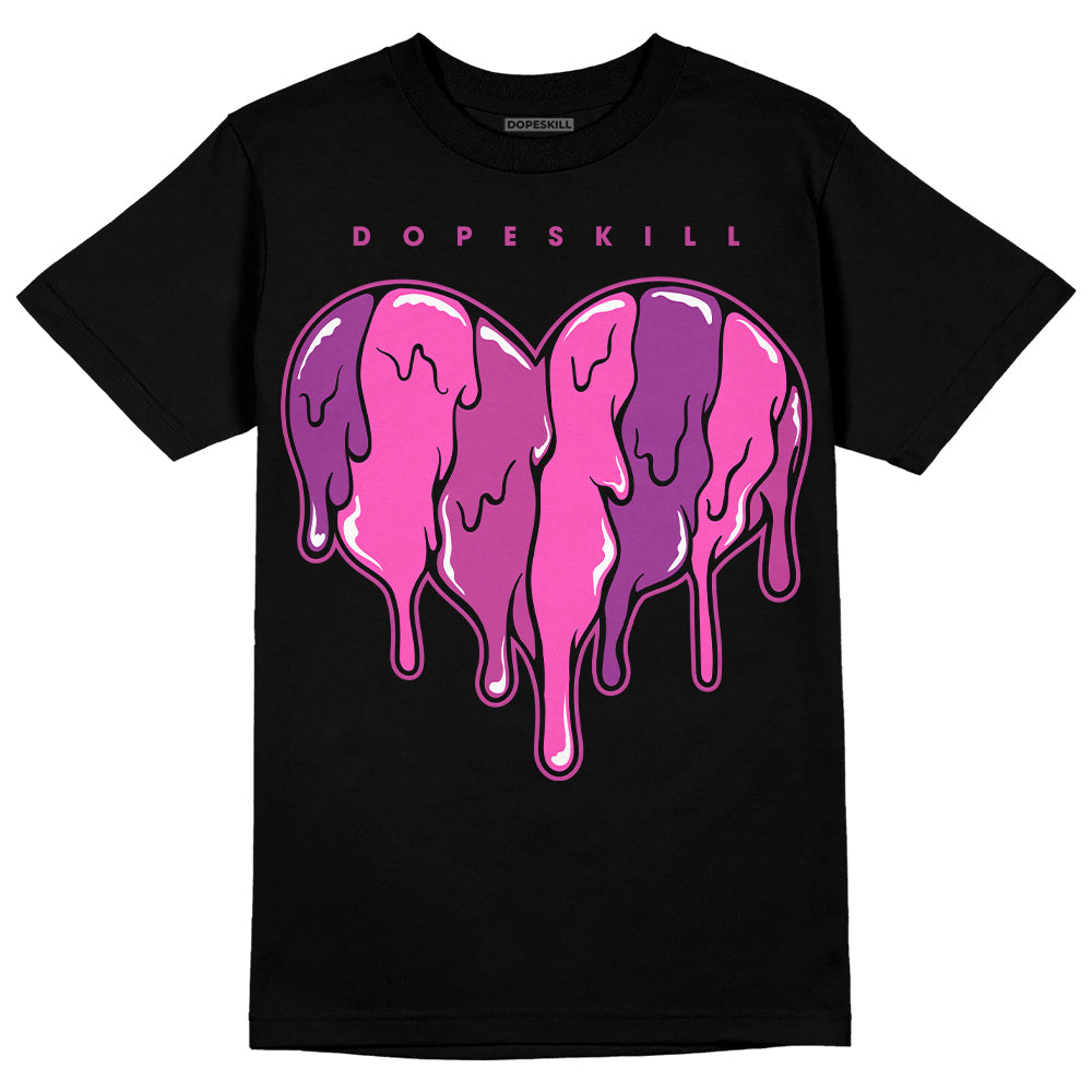 Jordan 4 GS “Hyper Violet” DopeSkill T-Shirt Slime Drip Heart Graphic Streetwear - Black