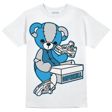 Jordan 4 Retro Military Blue DopeSkill T-Shirt Sneakerhead BEAR Graphic Streetwear - White