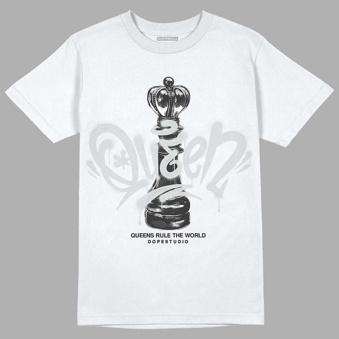 Jordan 1 Retro Low OG Black Cement DopeSkill T-Shirt Queen Chess Graphic Streetwear - White