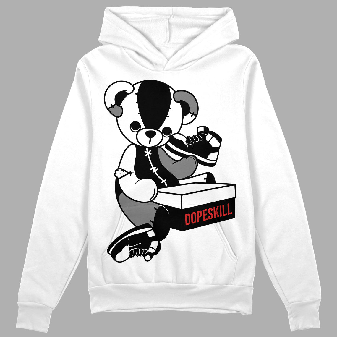 Jordan 1 High OG “Black/White” DopeSkill Hoodie Sweatshirt Sneakerhead BEAR Graphic Streetwear - White 