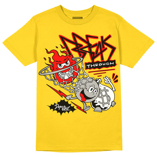 Jordan 4 Thunder DopeSkill T-Shirt Break Through Graphic Streetwear - Tour Yellow