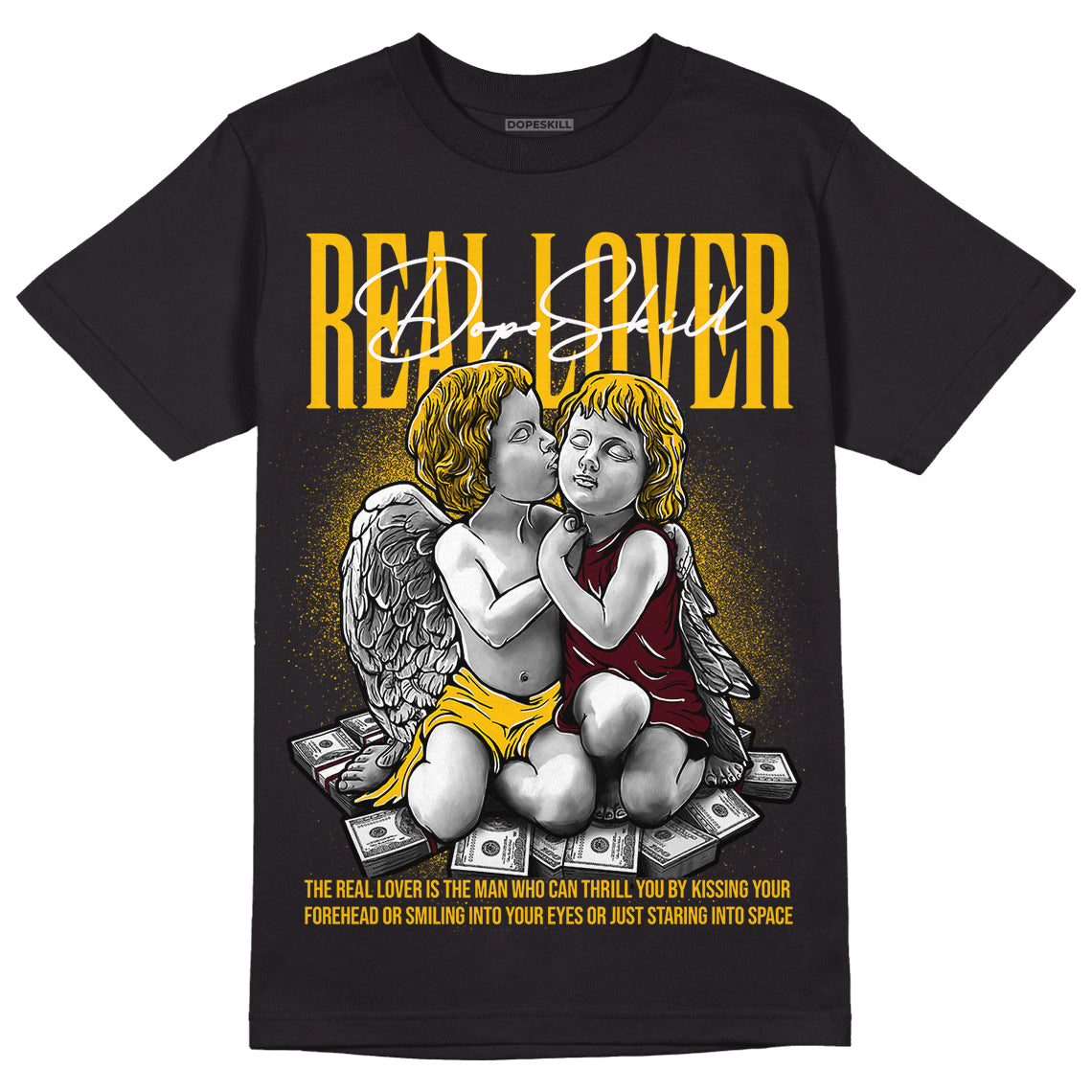 Dunk Yellow Bordeaux DopeSkill T-Shirt Real Lover Graphic Streetwear - Black