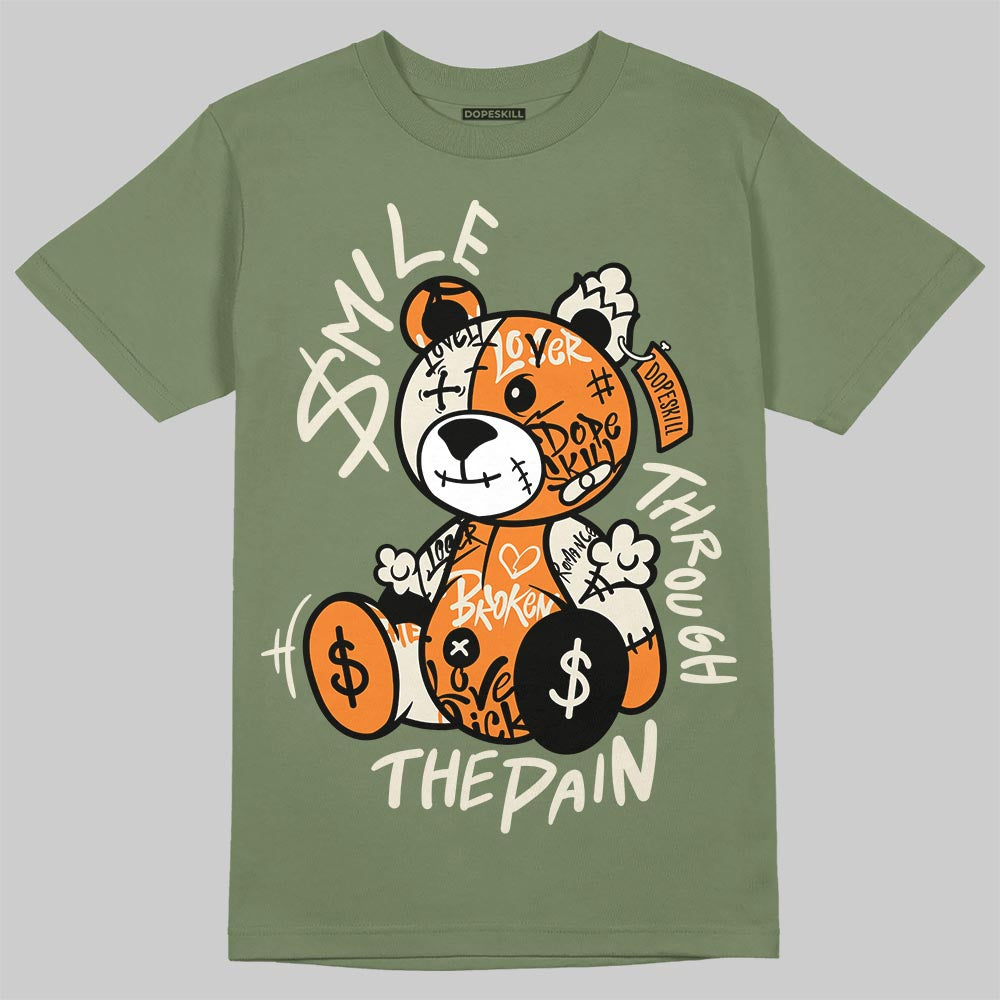 Jordan 4 Retro OG SP Undefeated (2025) DopeSkill T-Shirt Smile Through The Pain Graphic Streetwear - Military Green