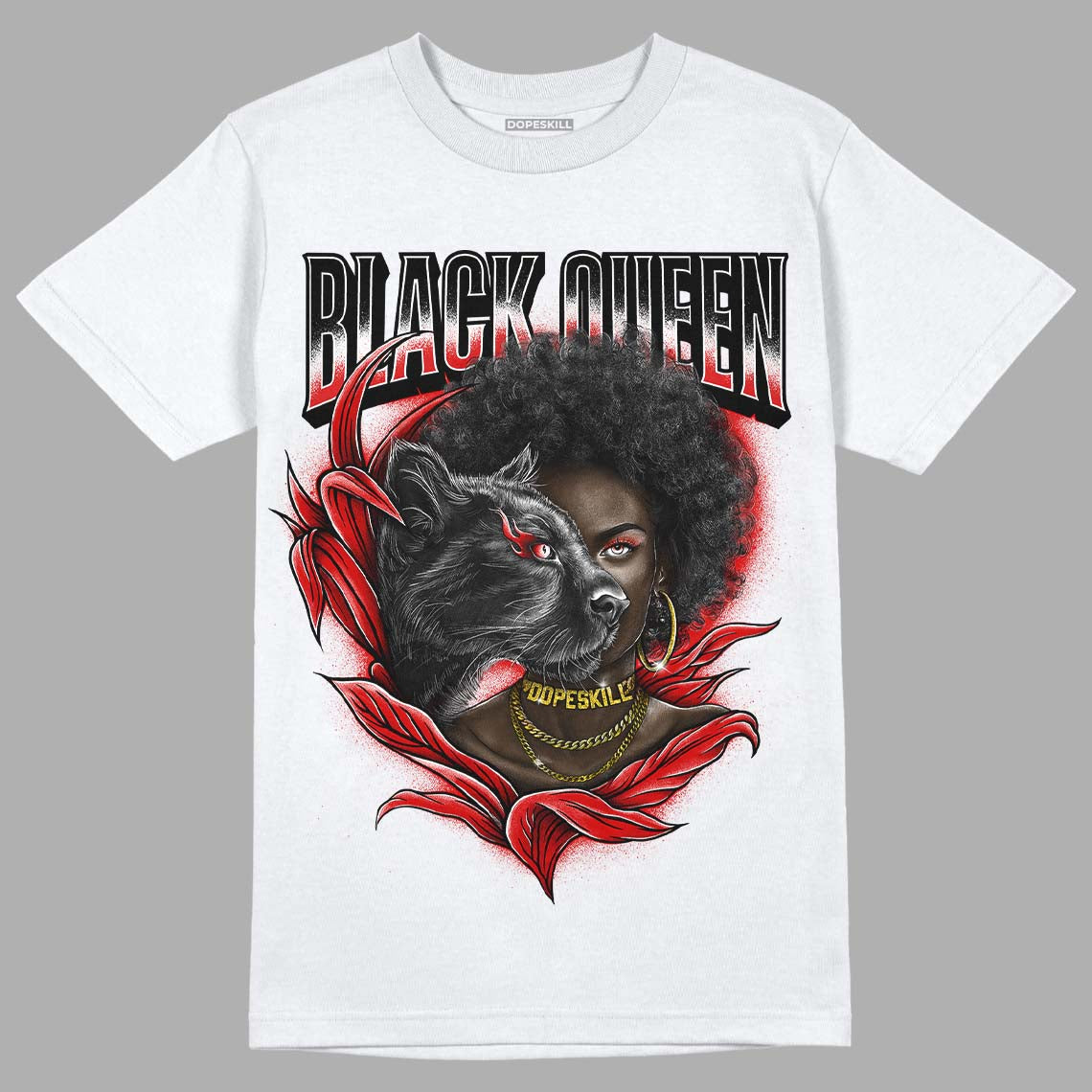 Jordan 1 Retro Low "Black Toe" DopeSkill T-Shirt New Black Queen Graphic Streetwear - White