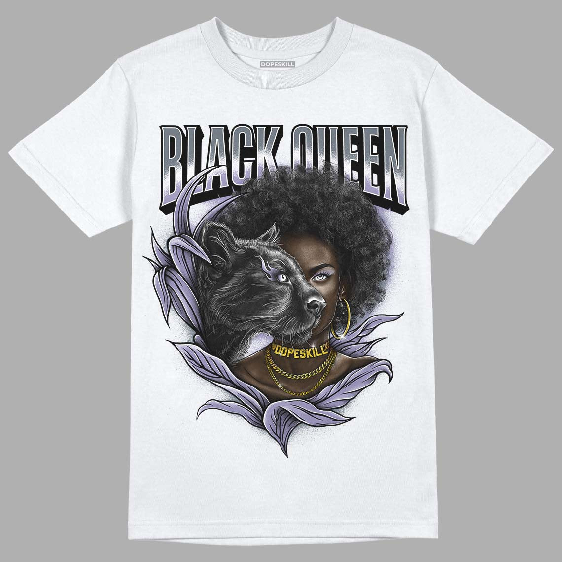 Jordan 5 Retro Low Indigo Haze DopeSkill T-Shirt New Black Queen Graphic Streetwear  - White