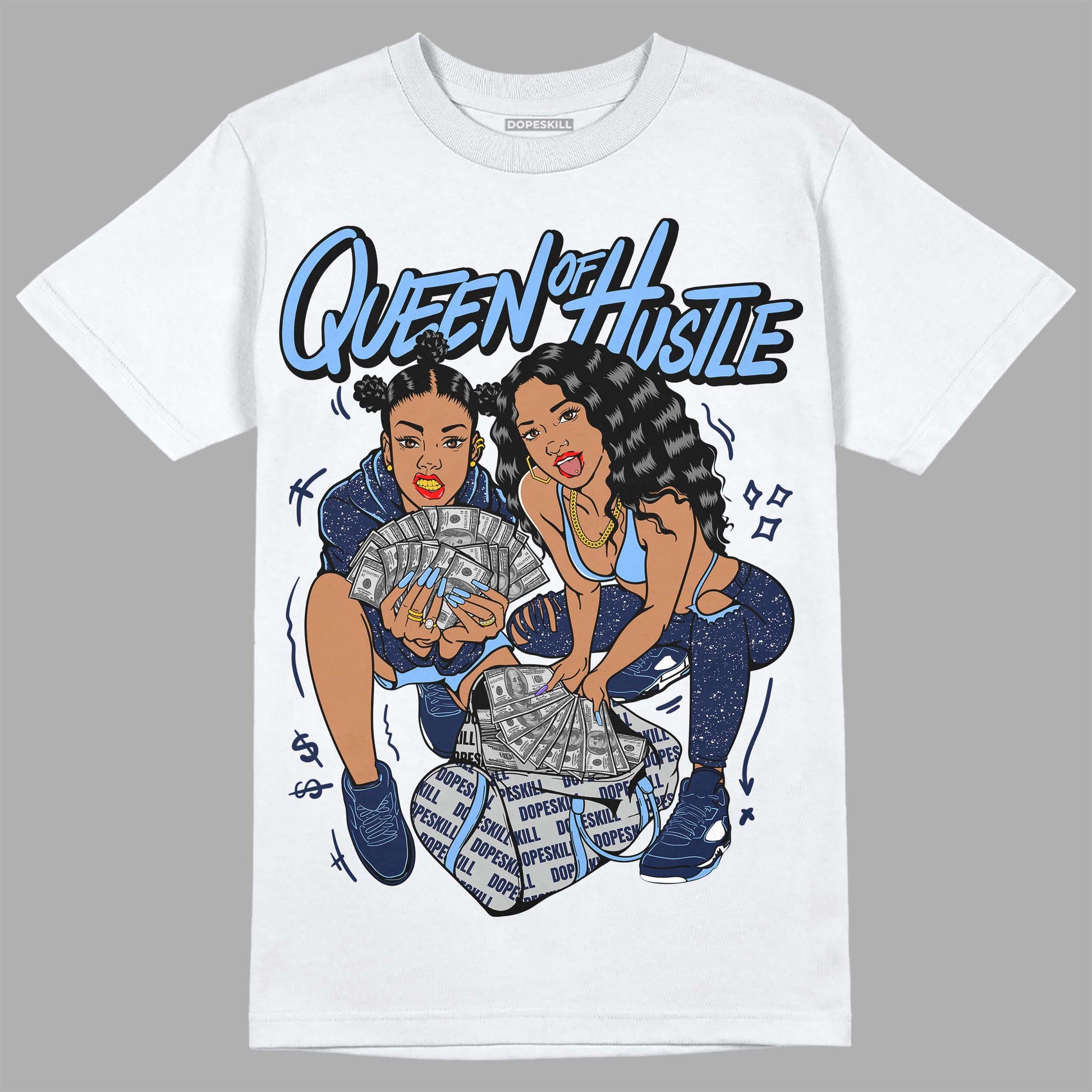 Jordan 5 Midnight Navy DopeSkill T-Shirt Queen Of Hustle Graphic Streetwear