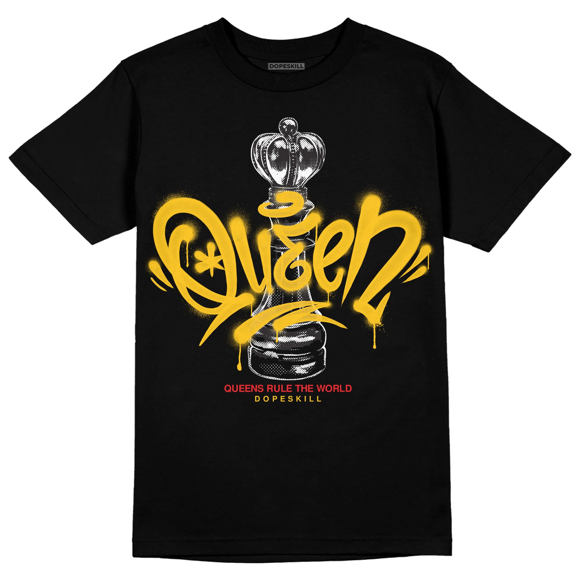 Yellow Sneakers DopeSkill T-Shirt Queen Chess Graphic Streetwear - Black