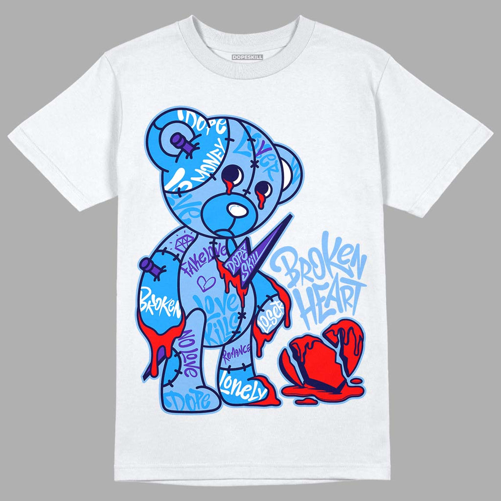 Jordan 6 University Blue DopeSkill T-Shirt Broken Heart Graphic Streetwear - White
