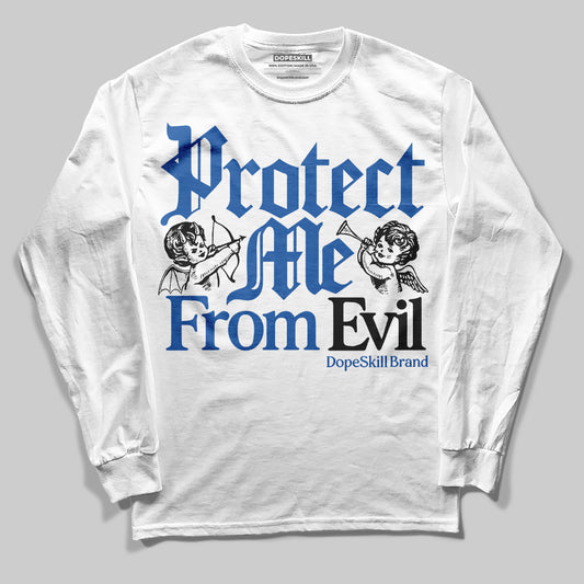 Jordan 12 “Blueberry” DopeSkill Long Sleeve T-Shirt Protect Me From Evil Graphic Streetwear - White