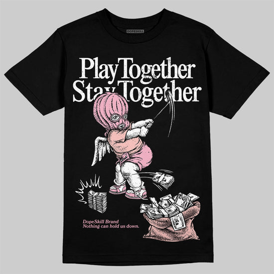 AMIRI White & Pink Stars Court Sneakers DopeSkill T-Shirt Play together, Stay together Graphic Streetwear - Black