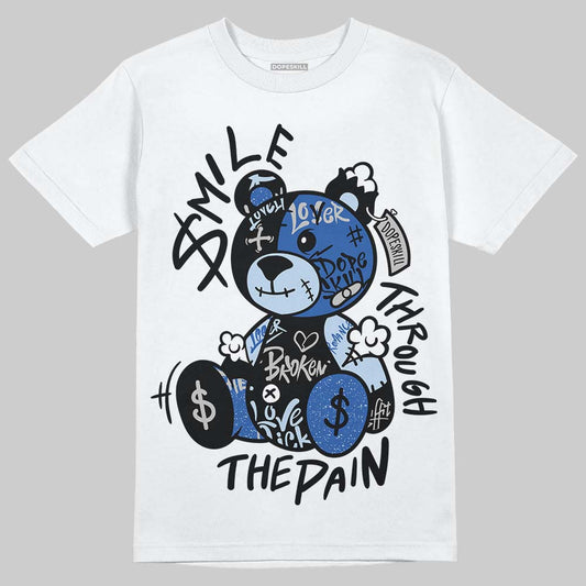 Awake NY x Jordan 5 Retro 'Black Racer Blue' DopeSkill T-Shirt Smile Through The Pain Graphic Streetwear - White 