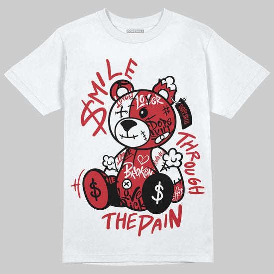 Jordan 5 Retro Fire Red Black Tongue (2025) DopeSkill T-Shirt Smile Through The Pain Graphic Streetwear - White