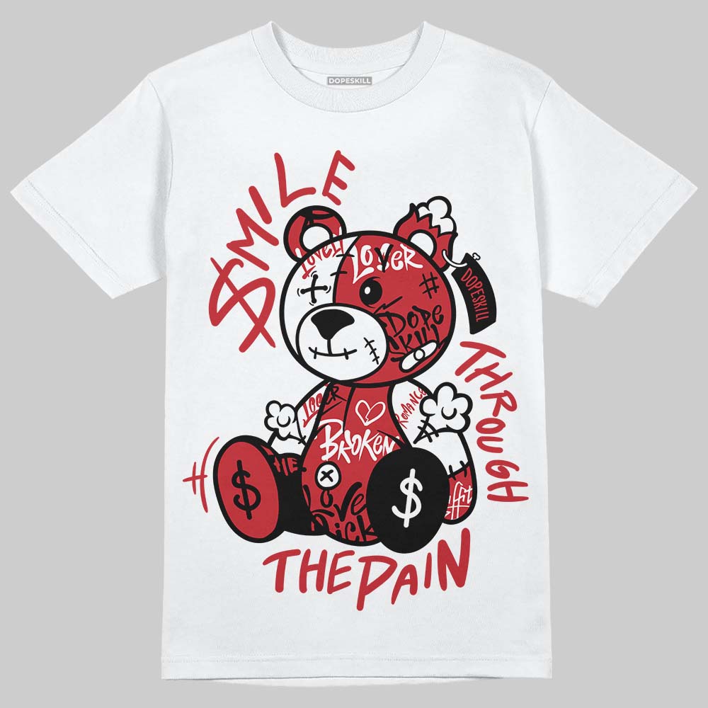 Jordan 5 Retro Fire Red Black Tongue (2025) DopeSkill T-Shirt Smile Through The Pain Graphic Streetwear - White