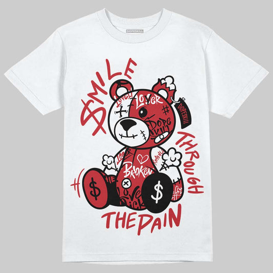 Jordan 5 Retro Fire Red Black Tongue (2025) DopeSkill T-Shirt Smile Through The Pain Graphic Streetwear - White