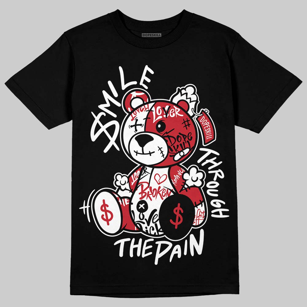 Jordan 5 Retro Fire Red Black Tongue (2025) DopeSkill T-Shirt Smile Through The Pain Graphic Streetwear - Black