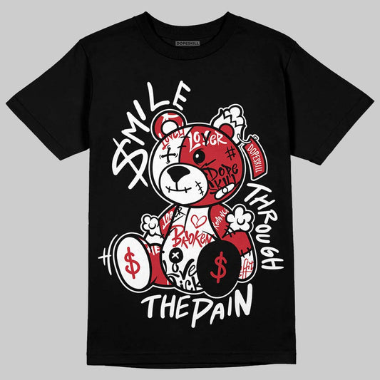 Jordan 5 Retro Fire Red Black Tongue (2025) DopeSkill T-Shirt Smile Through The Pain Graphic Streetwear - Black