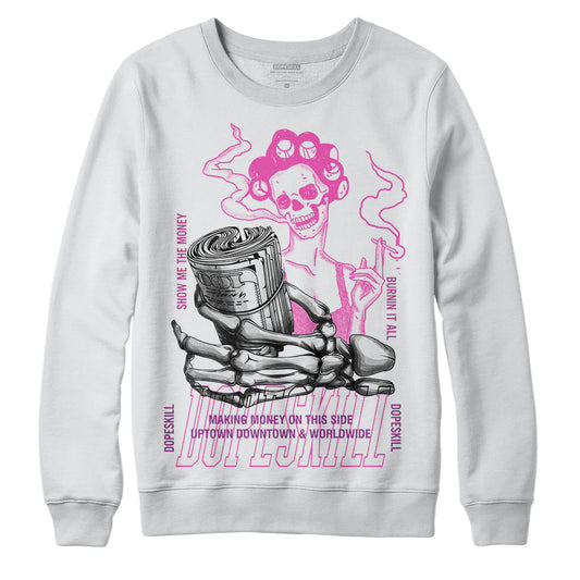 Jordan 4 GS “Hyper Violet” DopeSkill Sweatshirt Show Me The Money Graphic Streetwear - White