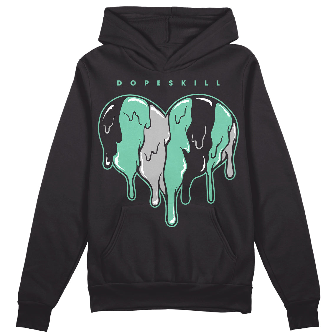 Jordan 1 High OG Green Glow DopeSkill Hoodie Sweatshirt Slime Drip Heart Graphic Streetwear - Black