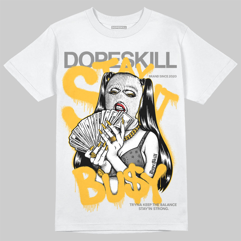 New Balance 9060 Varsity Gold (GS) DopeSkill T-Shirt Stay It Busy Graphic Streetwear - White