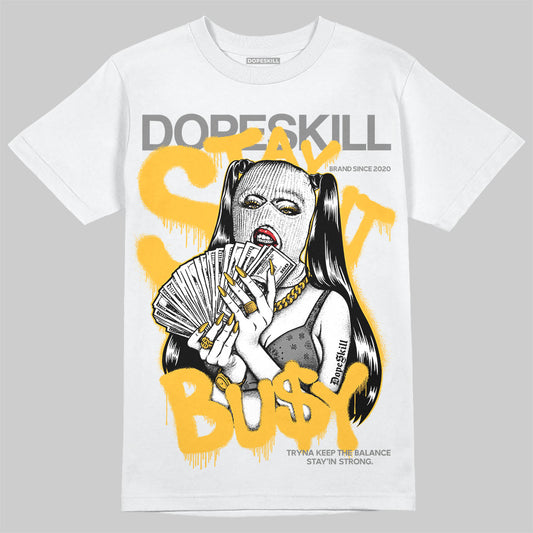 New Balance 9060 Varsity Gold (GS) DopeSkill T-Shirt Stay It Busy Graphic Streetwear - White