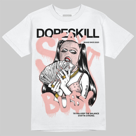 Lanvin Leather Curb Glitter Pale Pink DopeSkill T-Shirt Stay It Busy Graphic Streetwear  - White