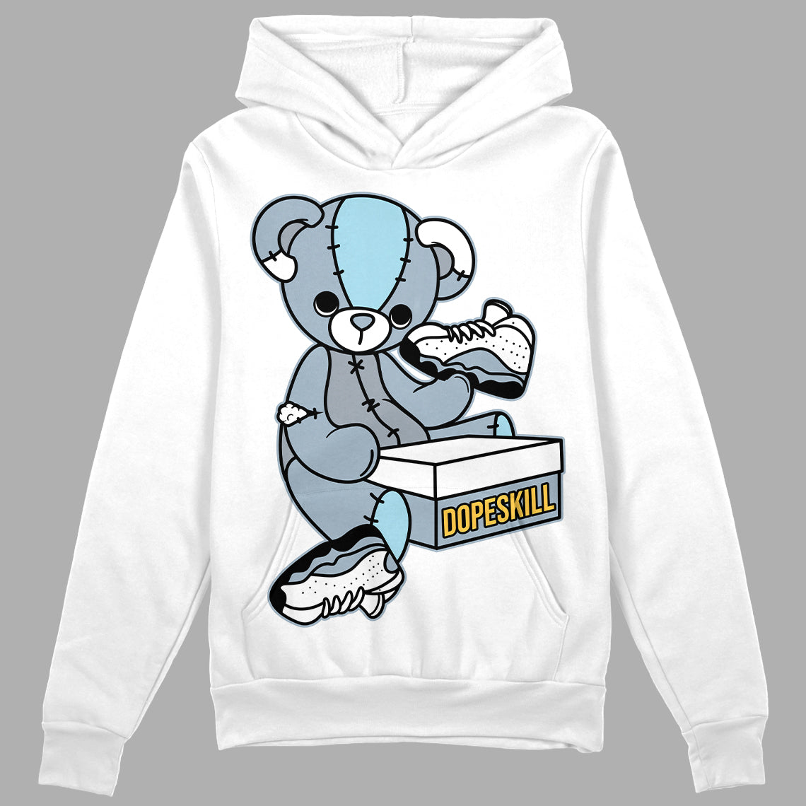 Jordan 13 “Blue Grey” DopeSkill Hoodie Sweatshirt Sneakerhead BEAR  Graphic Streetwear - White 