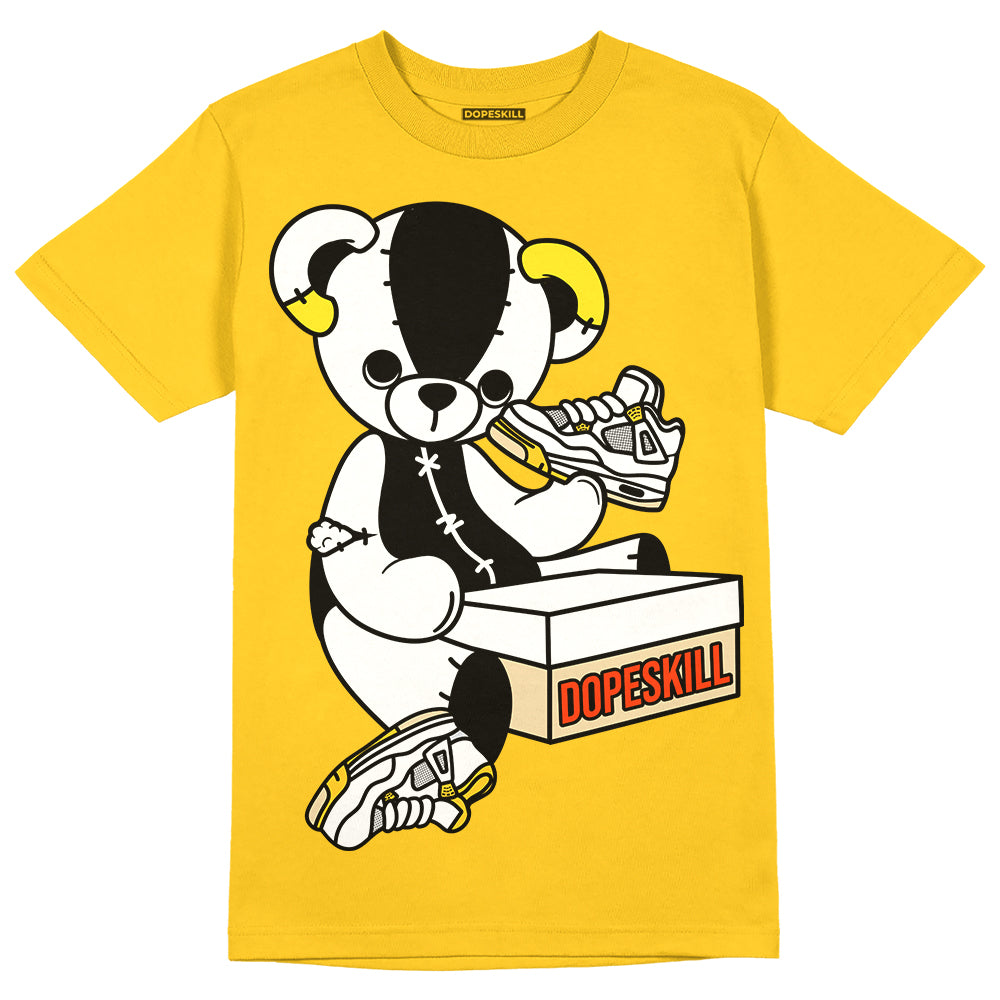 Jordan 4 Retro “Vivid Sulfur” DopeSkill Yellow T-shirt Sneakerhead BEAR Graphic Streetwear 