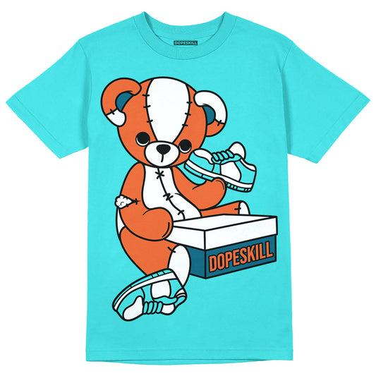 Dunk Low “Miami Dolphins” DopeSkill Tahiti Blue T-shirt Sneakerhead BEAR Graphic Streetwear 