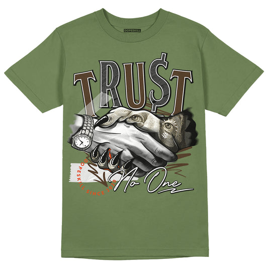 Olive Sneakers DopeSkill Olive T-shirt Trust No One Graphic Streetwear