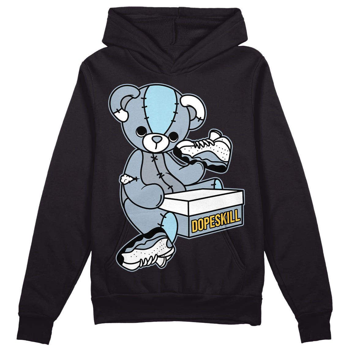 Jordan 13 “Blue Grey” DopeSkill Hoodie Sweatshirt Sneakerhead BEAR  Graphic Streetwear - Black