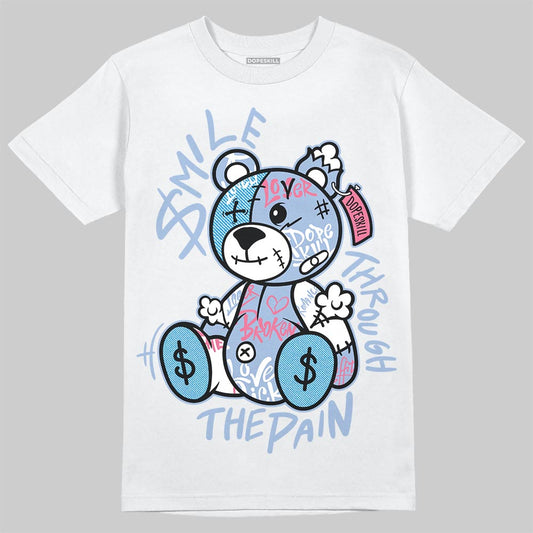 Jordan 3 GS “Denim/Pink Glow” DopeSkill T-Shirt Smile Through The Pain Graphic Streetwear - White