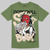 Travis Scott x Jordan 1 Medium Olive DopeSkill Olive T-shirt Stay It Busy Graphic Streetwear