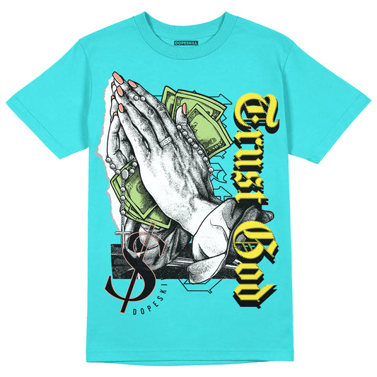 New Balance 9060 “Cyan Burst” DopeSkill Virtual Blue T-Shirt Trust God Graphic Streetwear