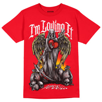 Jordan 4 Red Thunder DopeSkill Red T-Shirt New I'm Loving It Graphic Streetwear