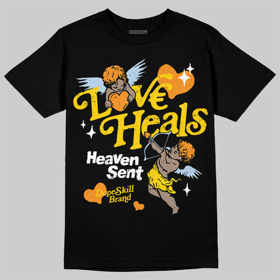 Jordan 6 “Yellow Ochre” DopeSkill T-Shirt New Love Heals Graphic Streetwear - Black