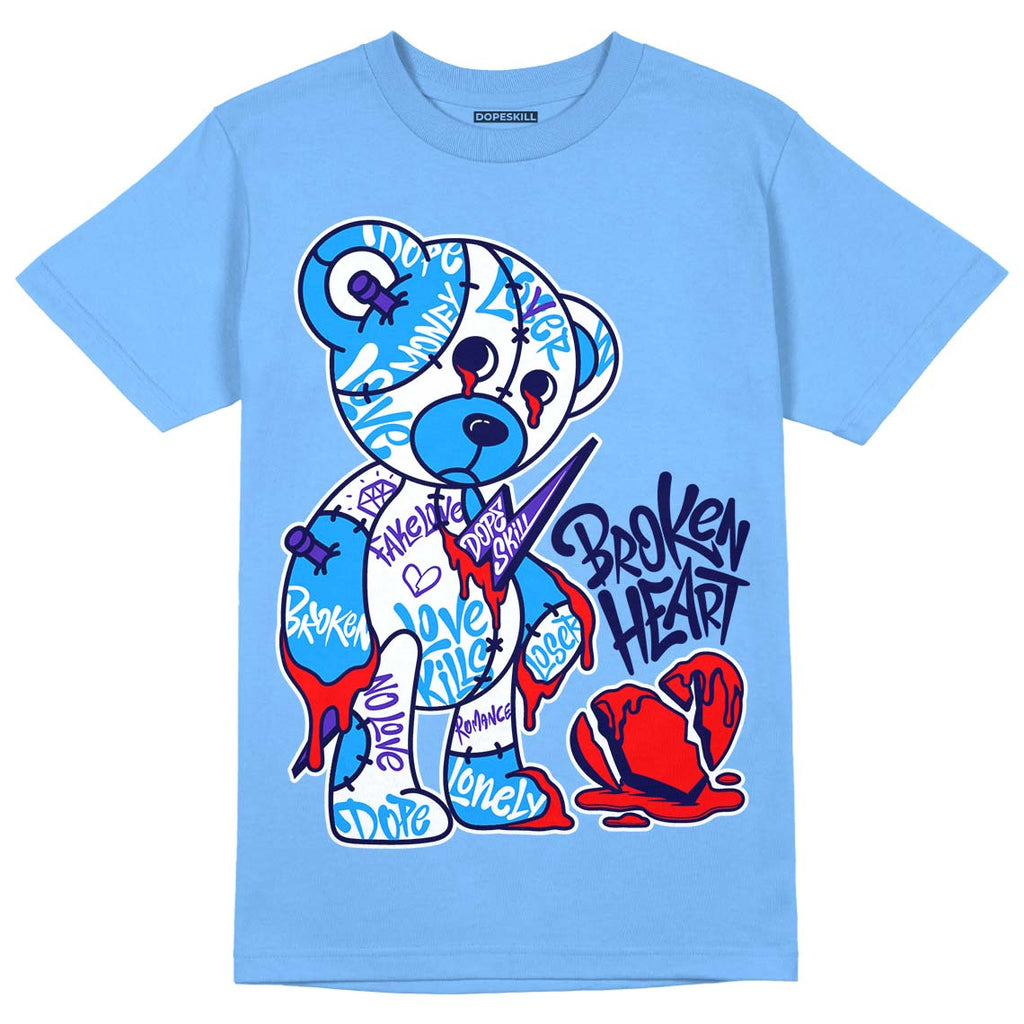 Jordan 6 University Blue DopeSkill University Blue T-Shirt Broken Heart Graphic Streetwear