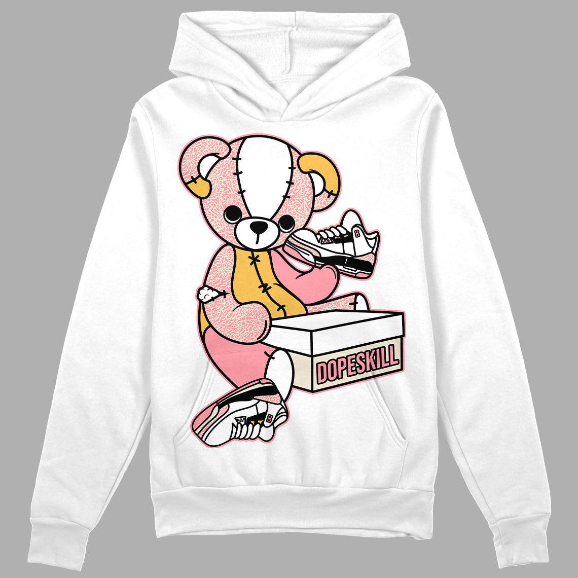 Jordan 3 GS “Red Stardust” DopeSkill Hoodie Sweatshirt Sneakerhead BEAR Graphic Streetwear - White 