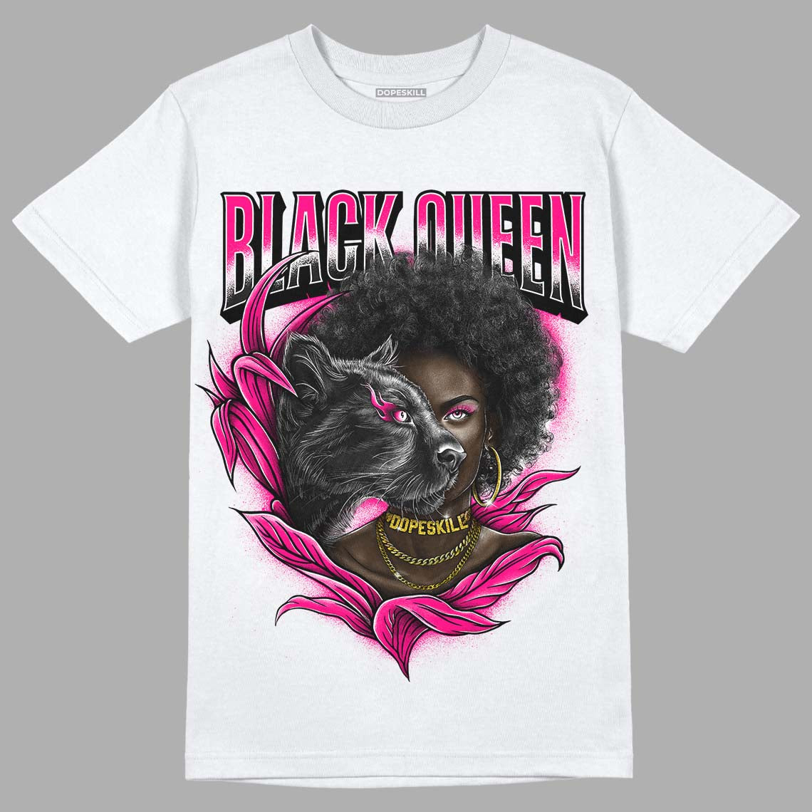 Jordan 1 Low GS “Fierce Pink” Dopeskill T-Shirt New Black Queen Graphic Streetwear - White