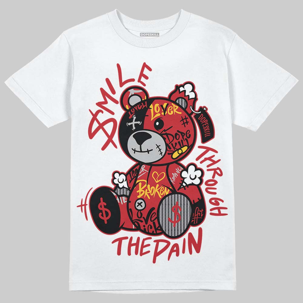 Jordan 14 Retro Ferrari (2025) DopeSkill T-Shirt Smile Through The Pain Graphic Streetwear - White