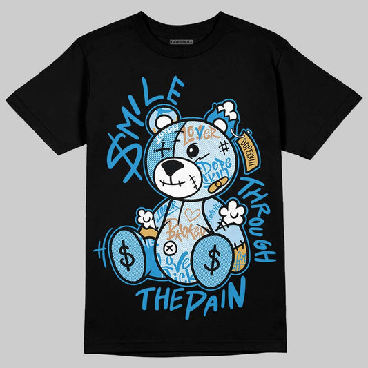 Jordan 4 Denim “Worn Blue” DopeSkill T-Shirt Smile Through The Pain Graphic Streetwear - Black