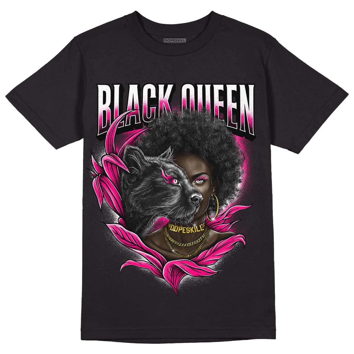 Jordan 1 Low GS “Fierce Pink” Dopeskill T-Shirt New Black Queen Graphic Streetwear - Black