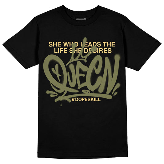 Jordan 4 Retro SE Craft Medium Olive DopeSkill T-Shirt Queen Graphic Streetwear - Black